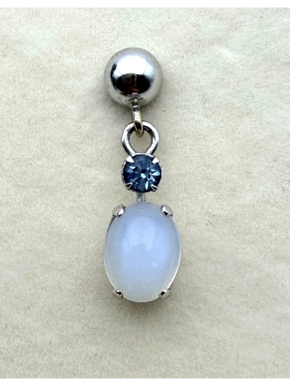 Vintage Van Dell Sterling Silver Moonstone & Blue Rhinestone Necklace & Earrings - Picture 3 of 6